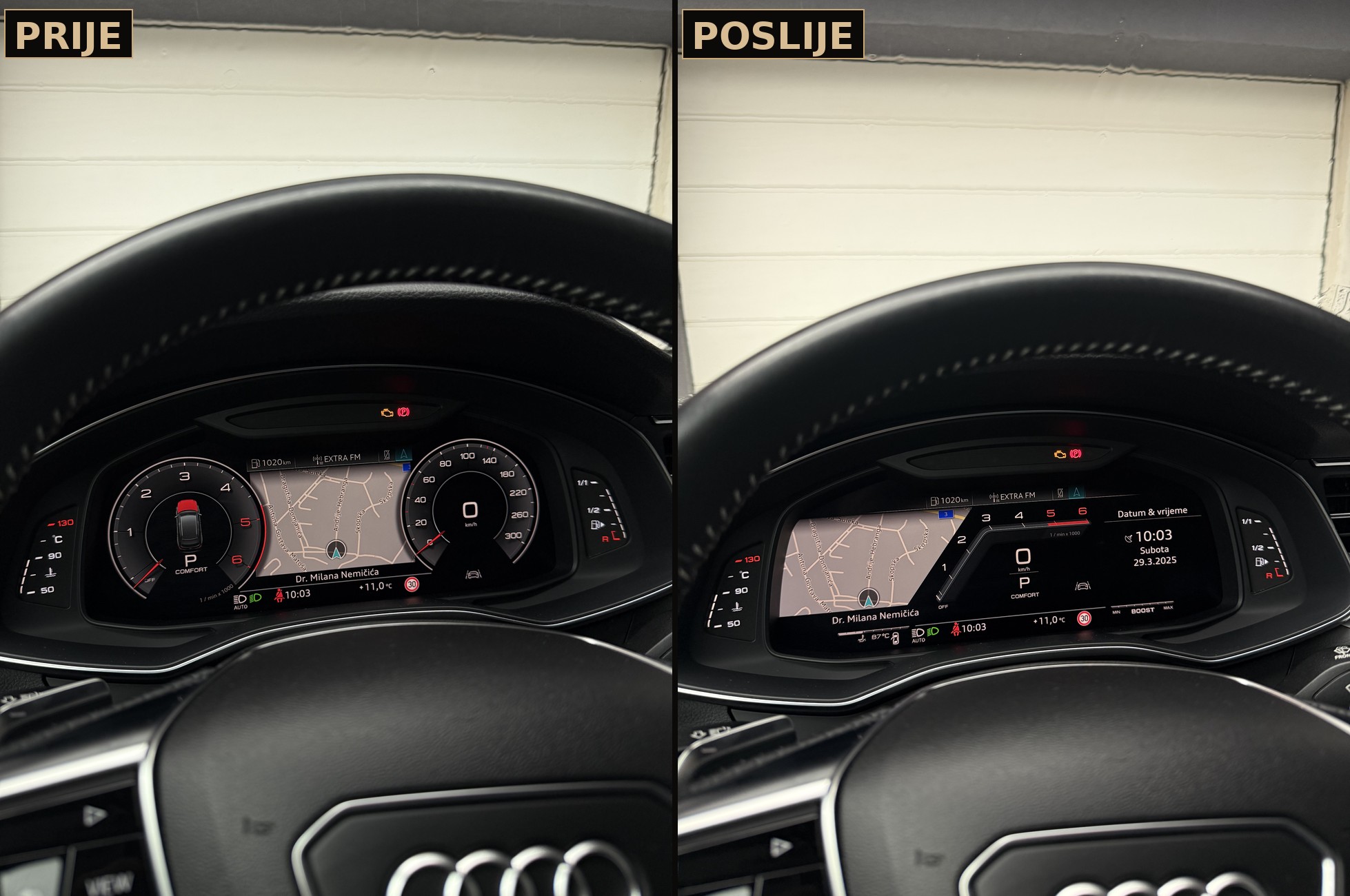 Audi kokpit prije i poslije kodiranja